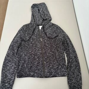 Abercrombie Fitch Heathered Speckled Knit Zip Up Hoodie Jacket Gray Size S Y2K
